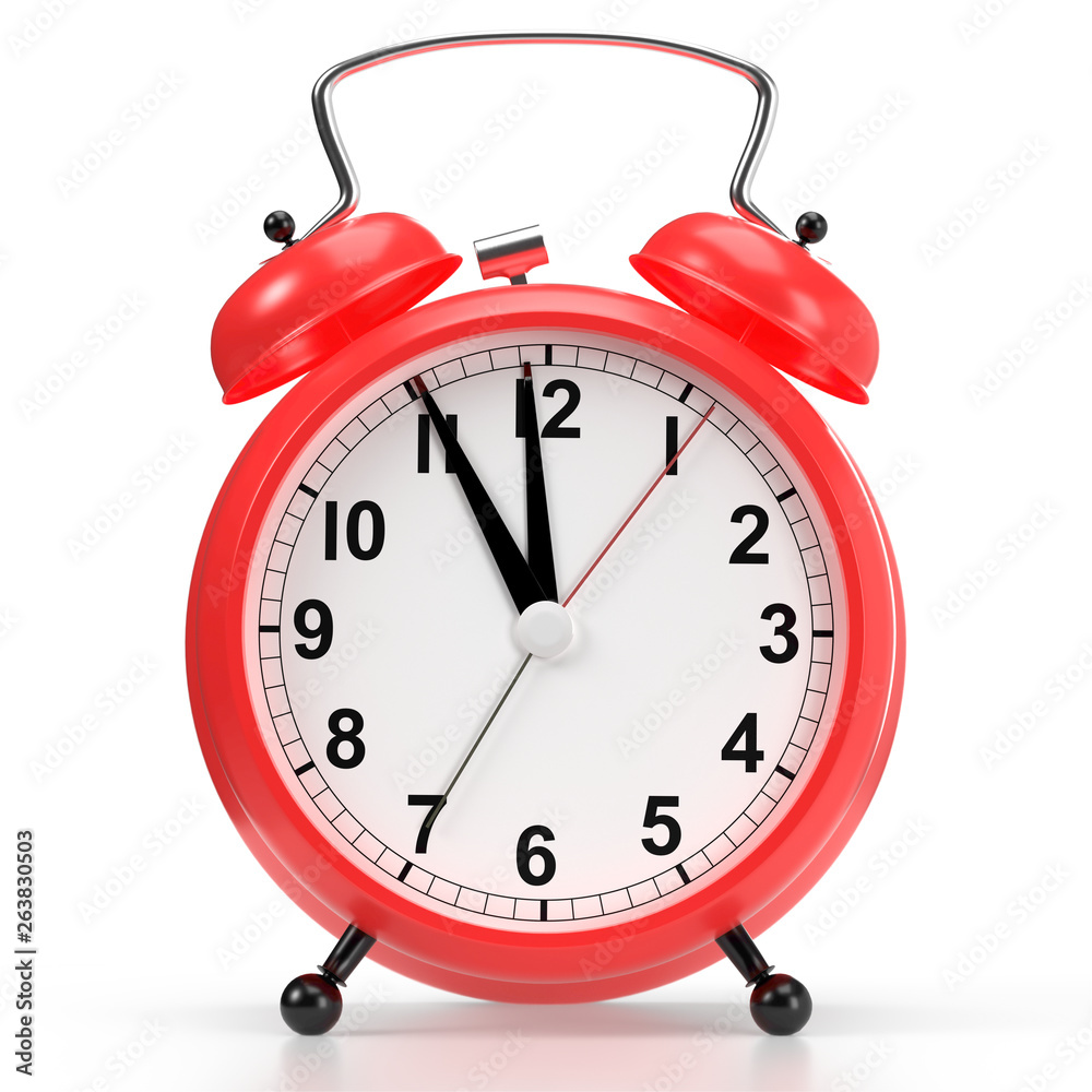 Alarm clock on white background. 3D rendering Alarm clock on white background. 3D rendering
