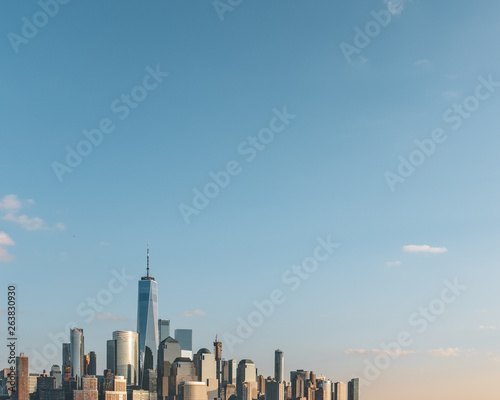 Skyline of downtown Manhattan of New York City, viewed from New Jersey, USA