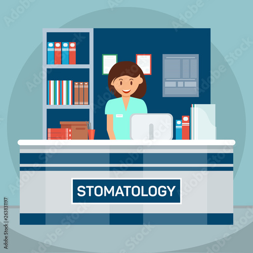 Dental Clinic, Office Reception Flat Illustration
