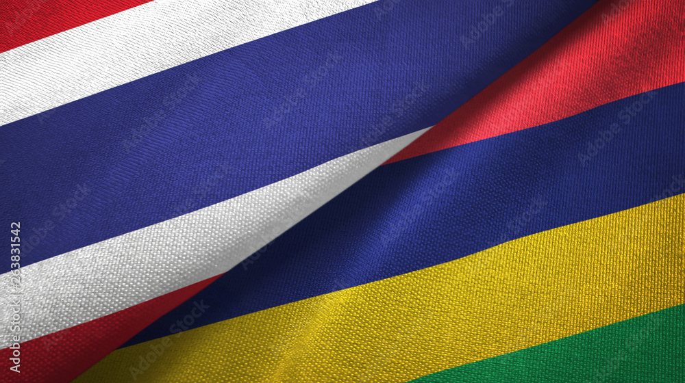 Thailand and Mauritius two flags textile cloth, fabric texture Thailand and Mauritius two flags textile cloth, fabric texture