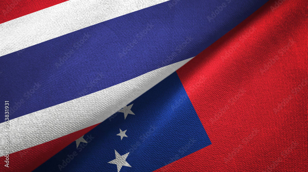 Thailand and Samoa two flags textile cloth, fabric texture Thailand and Samoa two flags textile cloth, fabric texture