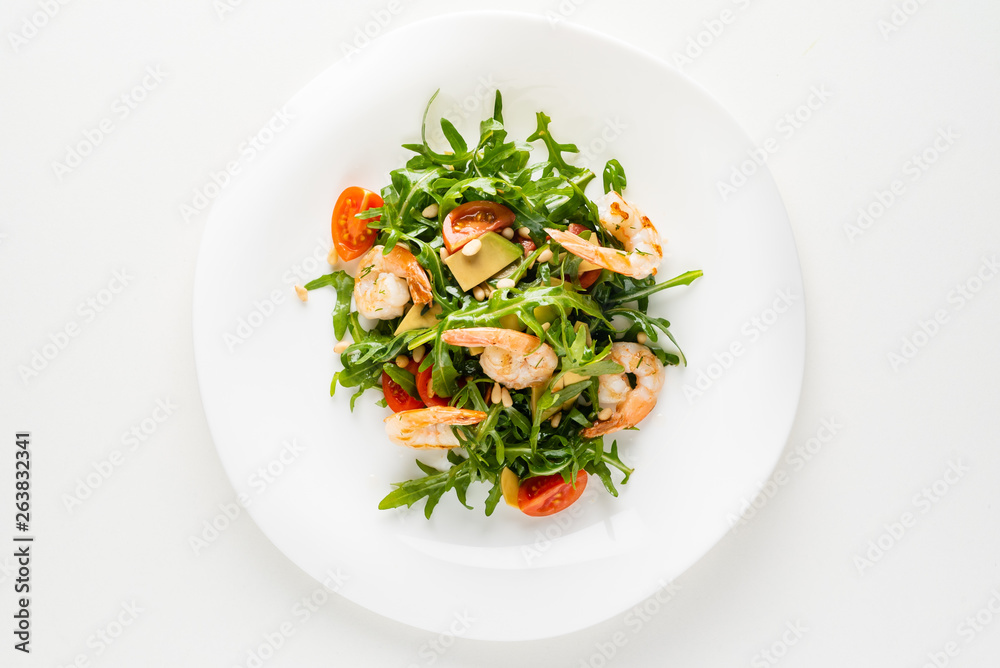 salad with shrimps, rocket salad and cherry tomatoes salad with shrimps, rocket salad and cherry tomatoes