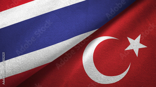 Thailand and Turkey two flags textile cloth, fabric texture