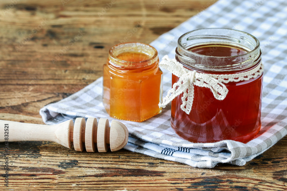 Honey in glass jar Honey in glass jar