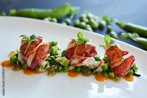 Gourmet Lobster Dish with vegetables photo