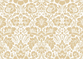 Stickers Vintage bloemen patronen Gouden damast ornament klassieke stijl  © Sergey Kolesov