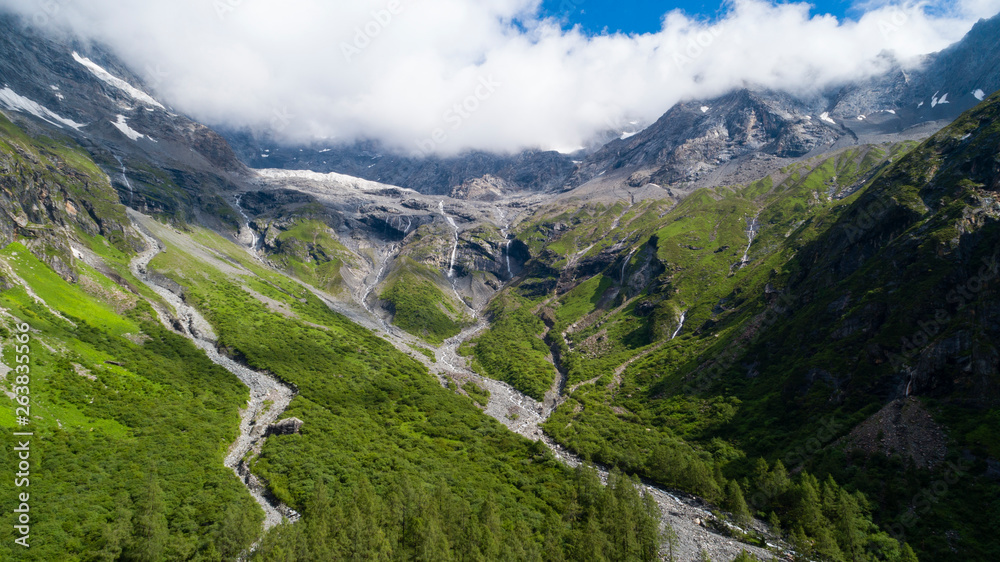 aerial view of mountain valley of Sichuan China aerial view of mountain valley of Sichuan China