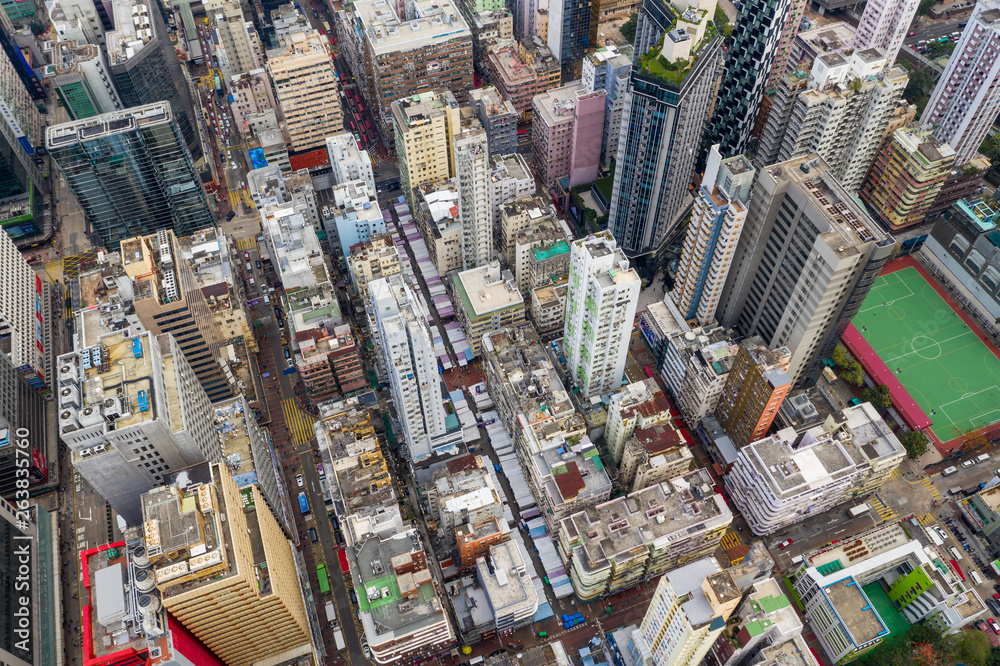 Fototapeta premium Aerial view Hong Kong city