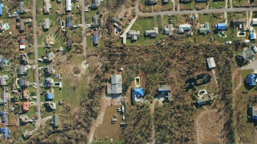 Aerial view hurricane residential damaged properties Florida Panhandle photo