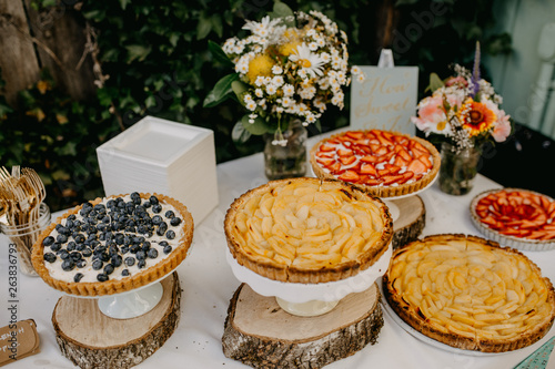 Fruit tarts on a table photo