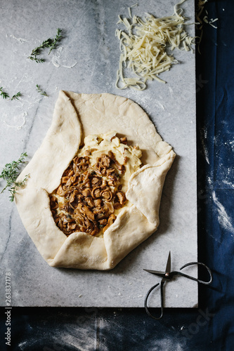 Chanterelle Mushroom and Onion Galette in the Making photo