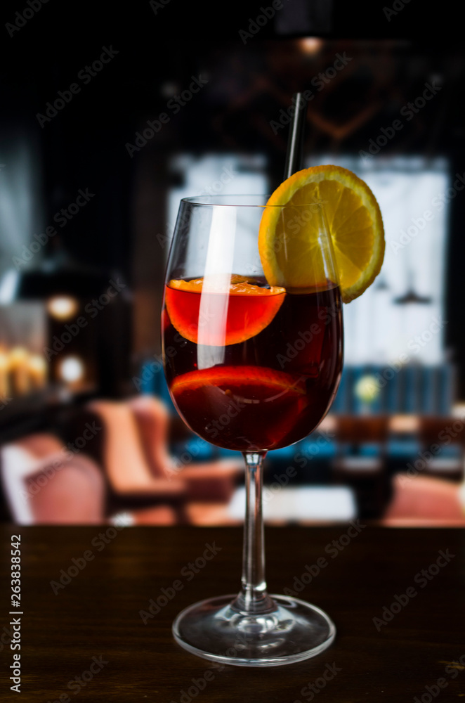 Wine glass on bar