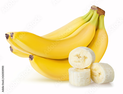 ripe banana isolated on white background with clipping path...