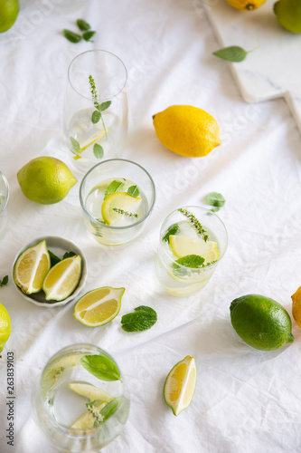 Lemonade with mint & basil