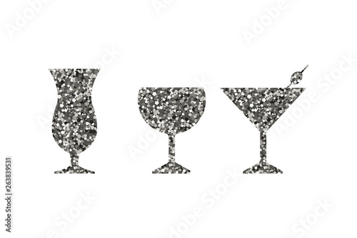 Silver abstract cocktail icons