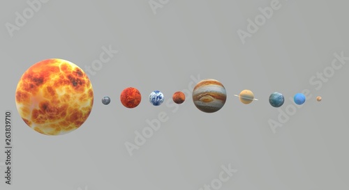 Solar universe 3d rendering for science or education content.