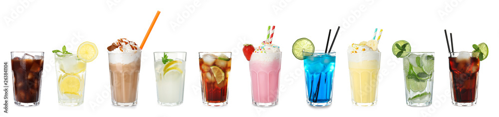 custom made wallpaper toronto digitalSet of different delicious cocktails on white background