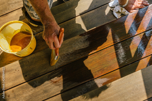 Applying Stain to Wood Floors photo