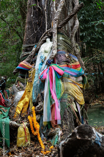 Shrine deep in the tropical forest in Thailand