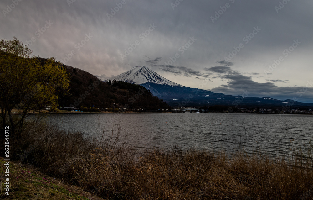 Mount Fuji seen from lake Kawaguchi