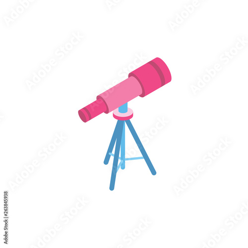 Telescope, the study of stars and space. Isometric 3d Icon. Creative illustration idea.