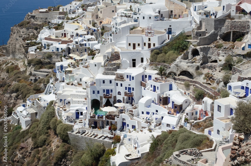 Santorini and Oia hill view panorama Santorini and Oia hill view panorama