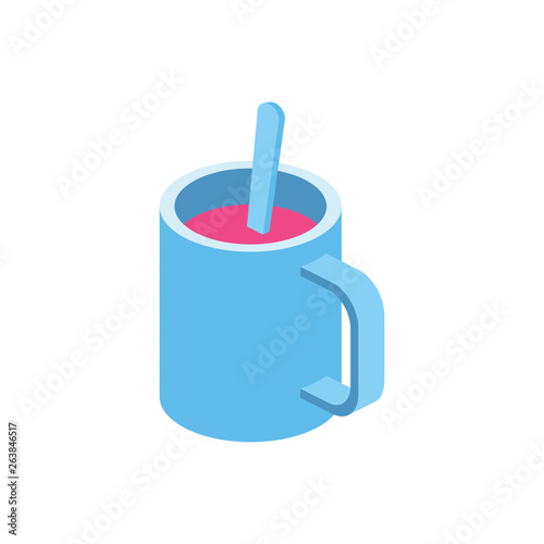 Cup of coffee isometric icon, illustrate 3d vector design idea.
