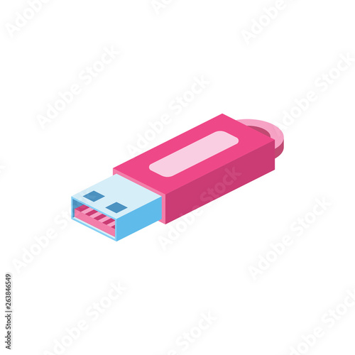 Flash drive storage media, saving computer data, device. 3d vector isometric icon. Creatine idea illustration.