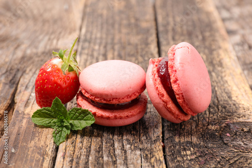 french traditional biscuit, strawberry macaroon