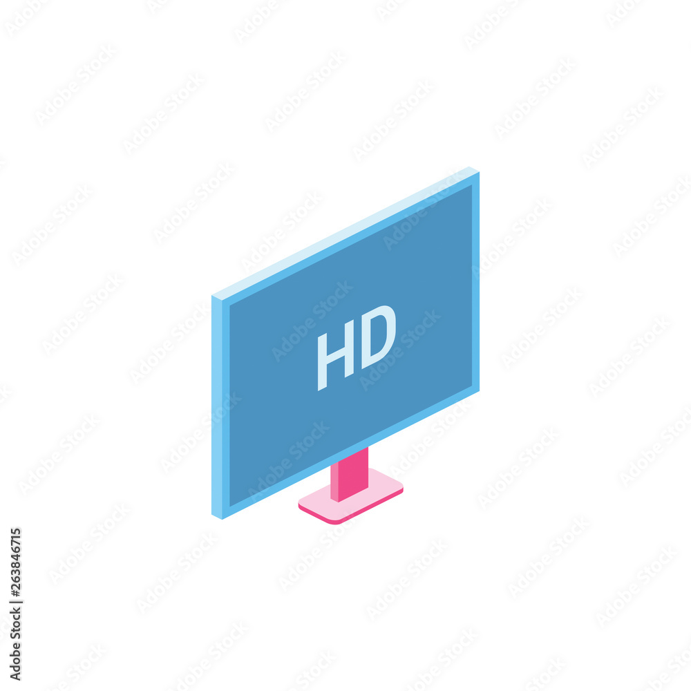 Plasma tv monitor HD 3d vector isometric icon Plasma tv monitor HD 3d vector isometric icon