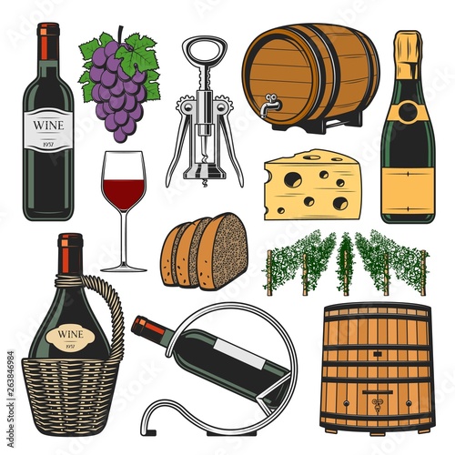 Wine accessories, winemaking bottle and barrel