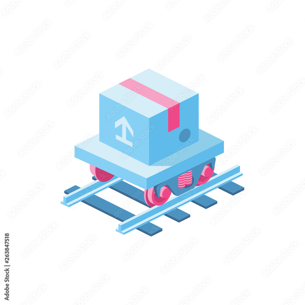 Parcel Rails 3d isometric illustrate icon design Parcel Rails 3d isometric illustrate icon design