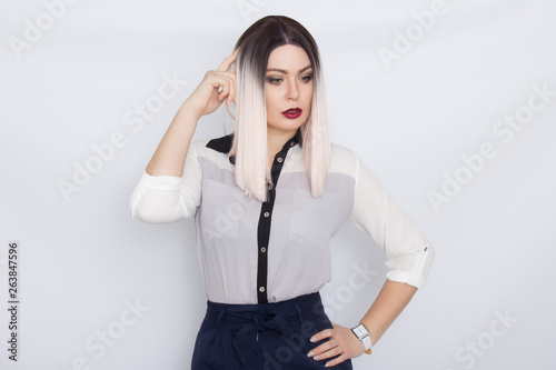 Blonde secretary woman over white background © yevgeniya131988