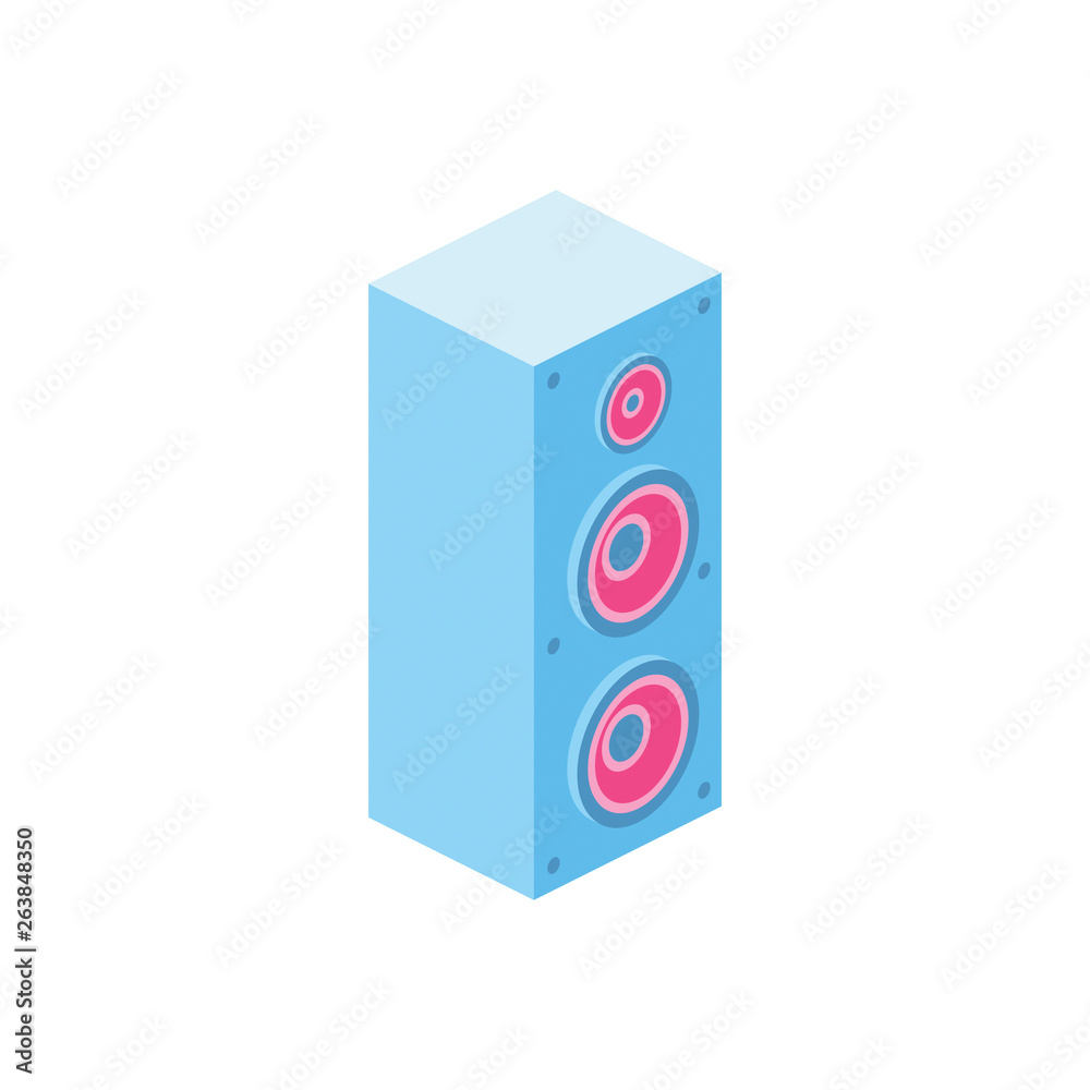 Acoustic system 3d vector icon isometric pink and blue color minimalism illustrate Acoustic system 3d vector icon isometric pink and blue color minimalism illustrate