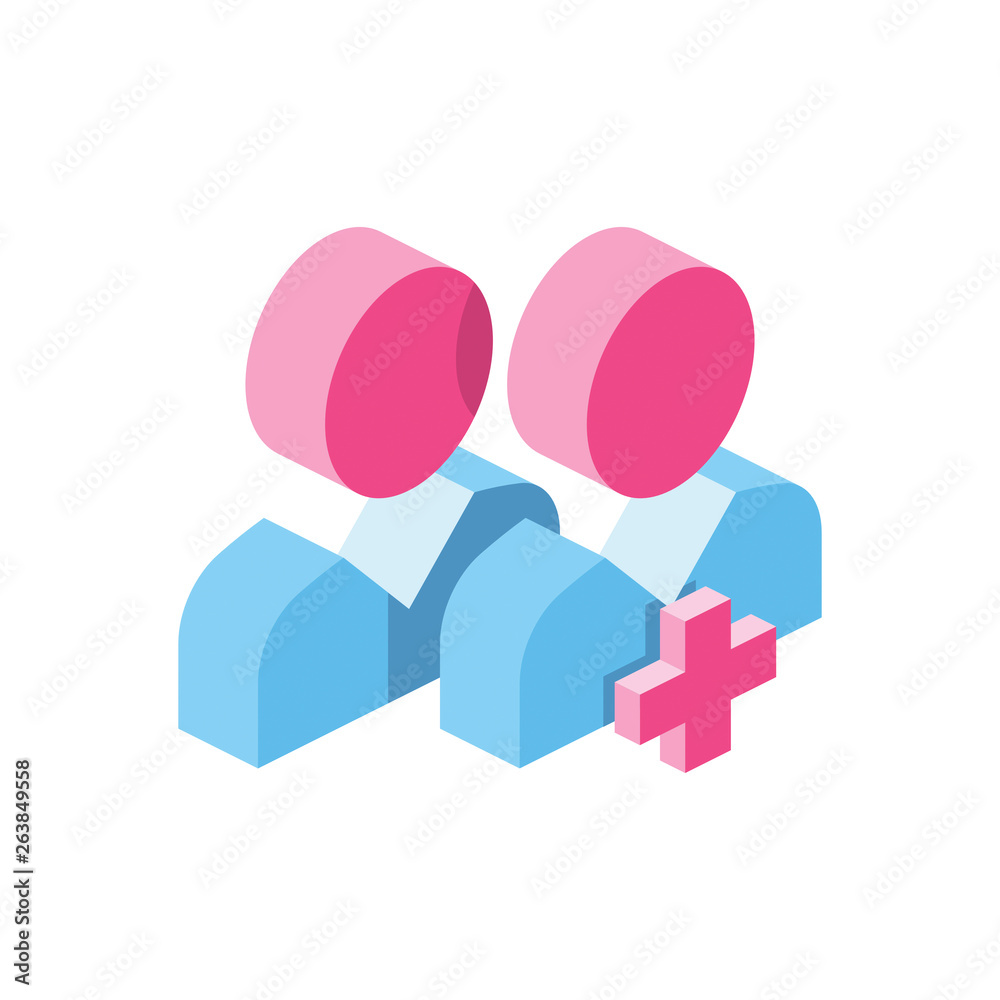 Users add 3d vector icon isometric pink and blue color minimalism illustrate Users add 3d vector icon isometric pink and blue color minimalism illustrate