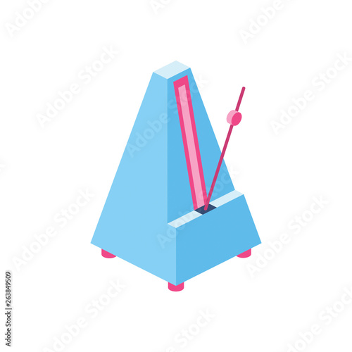 Metronome 3d vector icon isometric pink and blue color minimalism illustrate