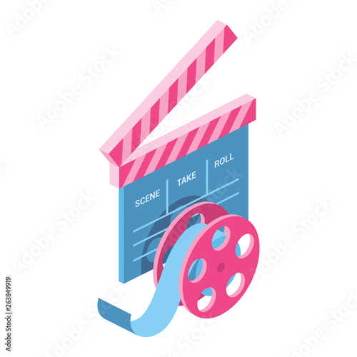 Take 3d vector icon isometric pink and blue color minimalism illustrate