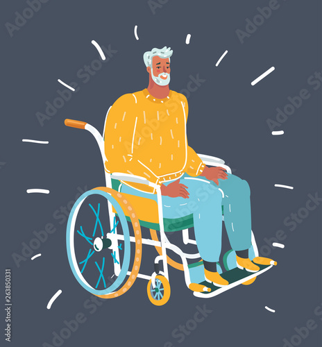 Senior man sitting on the wheelchair alone