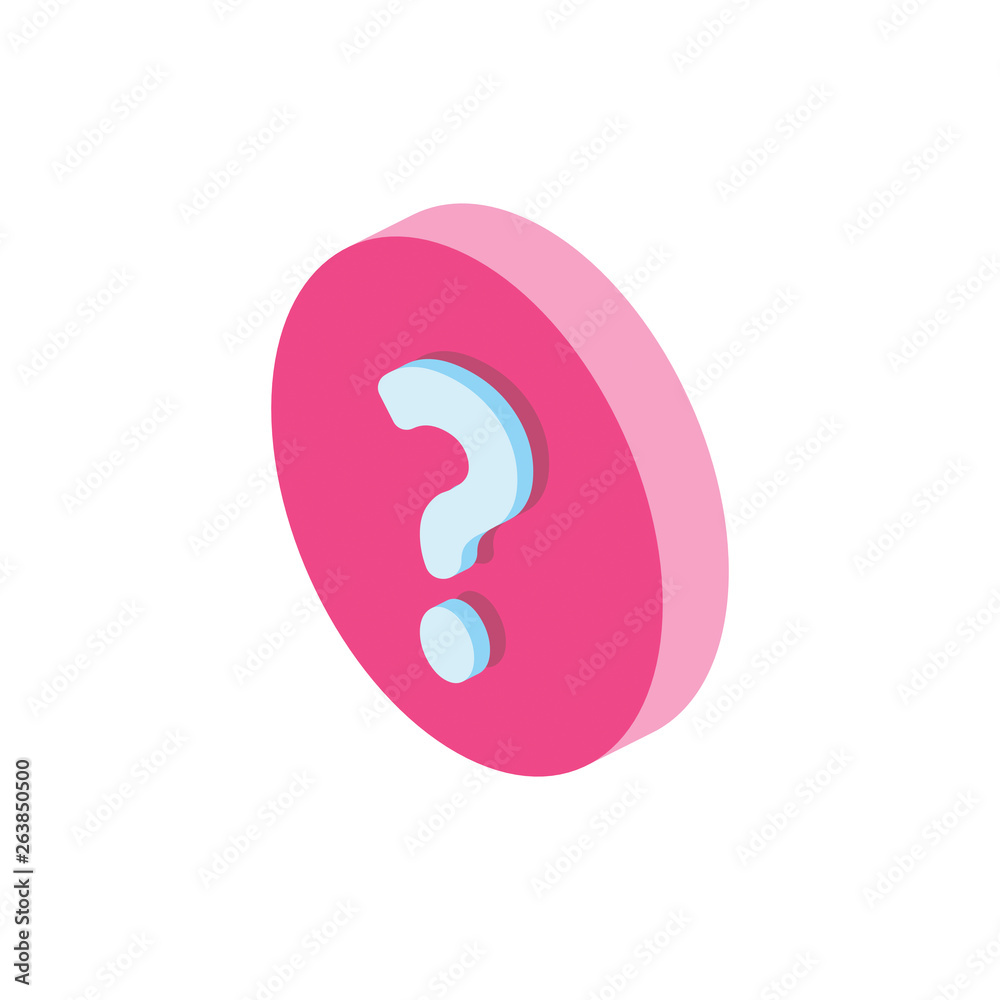 Question 3d vector icon isometric pink and blue color minimalism illustrate Question 3d vector icon isometric pink and blue color minimalism illustrate
