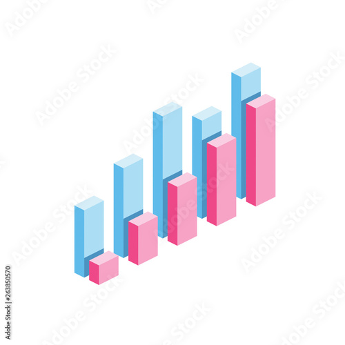 Сhart Rating 3d vector icon isometric pink and blue color minimalism illustrate
