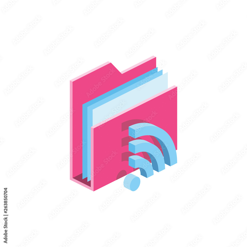 Directory wifi 3d vector icon isometric pink and blue color minimalism illustrate Directory wifi 3d vector icon isometric pink and blue color minimalism illustrate