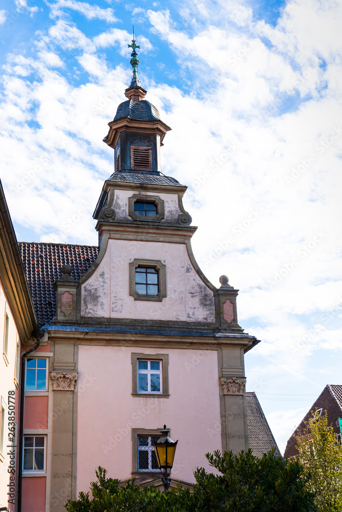 Fototapeta premium pink church in Bad Mergentheim, Germany