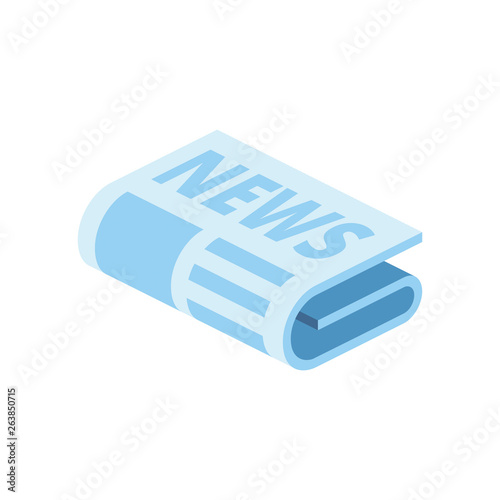 News newspaper 3d vector icon isometric pink and blue color minimalism illustrate