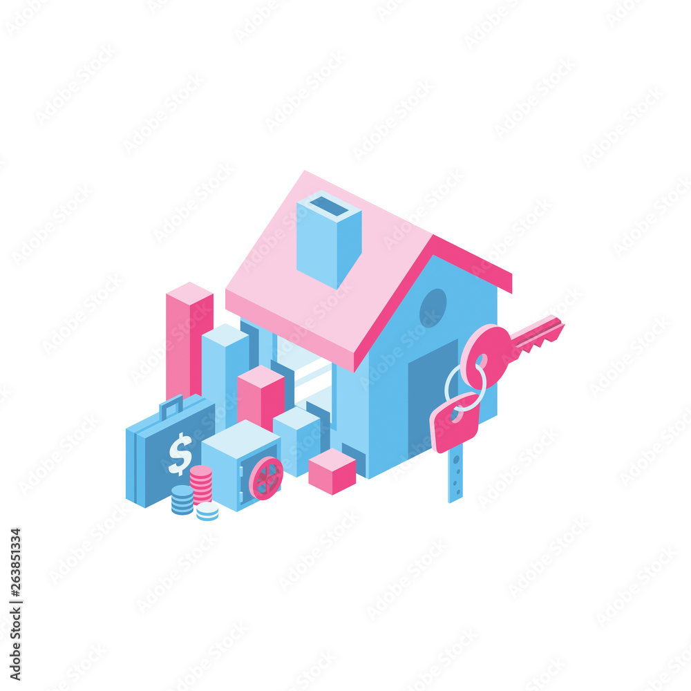 3d vector icon isometric pink and blue color minimalism illustrate