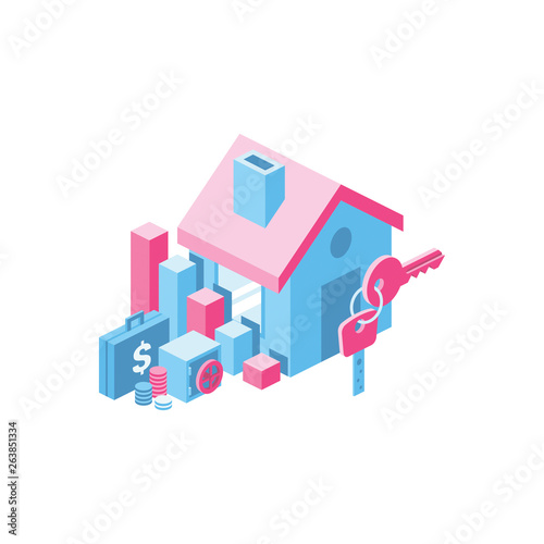 3d vector icon isometric pink and blue color minimalism illustrate © dabflyer