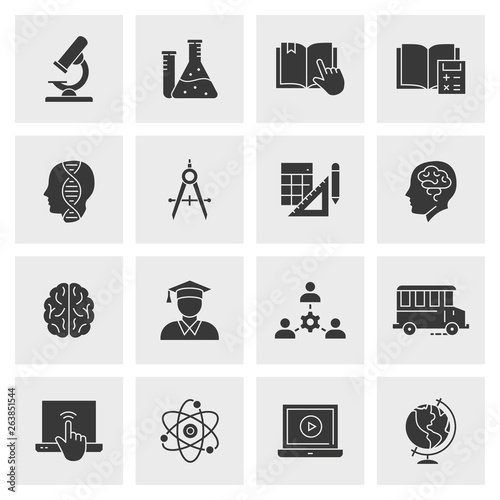 Education icon set. Illustrations isolated for graphic and web design.