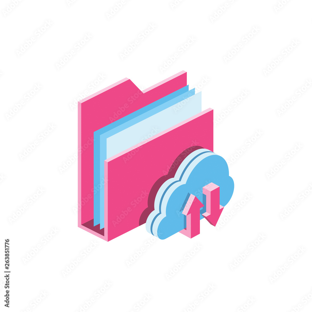Directory cloud 3d vector icon isometric pink and blue color minimalism illustrate Directory cloud 3d vector icon isometric pink and blue color minimalism illustrate