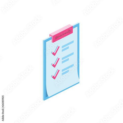 Price Check mark 3d vector icon isometric pink and blue color minimalism illustrate