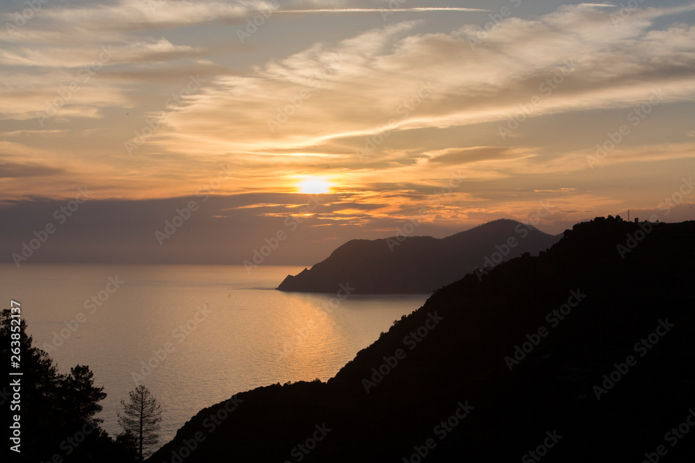 sunset over Cinque Terre Liguria Italy