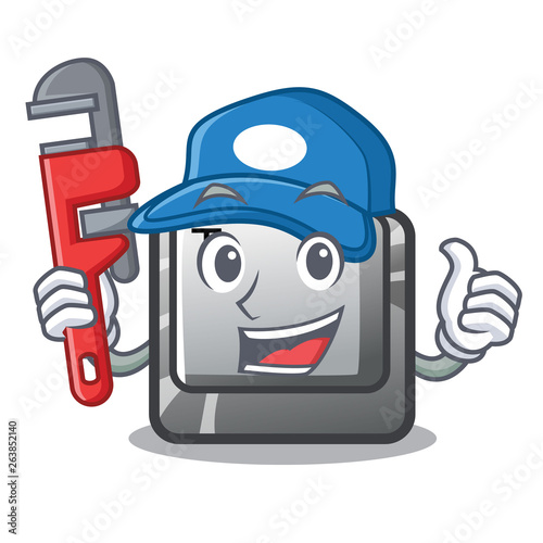 Plumber button T in the mascot shape